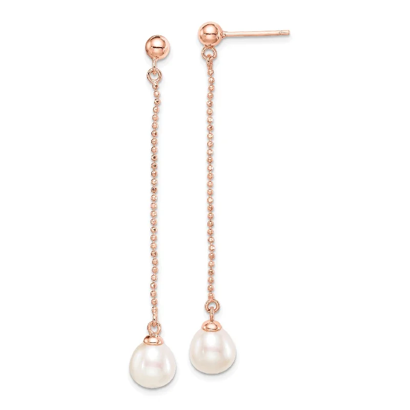 Bestselling Jewelry At Special Promotional Rates Holiday Glam Rosetone Sterling Silver 7X8MM Pearl Drop & Dangle Earrings