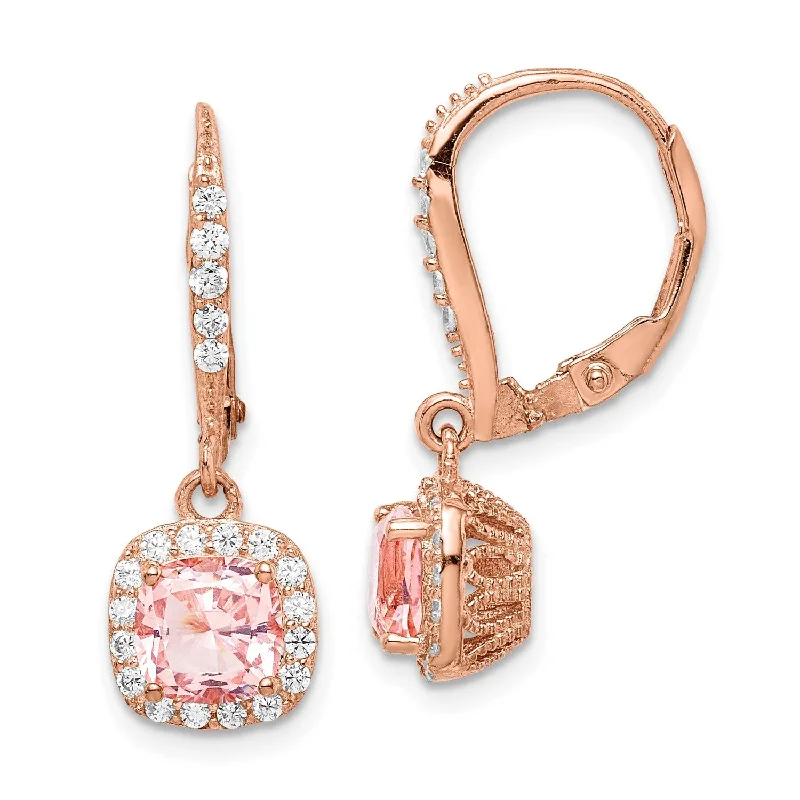 Don't Miss Our Biggest Jewelry Sale Of The Season Elegant Style Rosetone Sterling Silver Crystal and Cubic Zirconia 25X9MM Halo Leverback Earrings