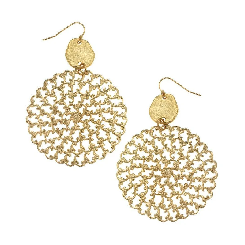 Flash Sale On Exquisite Jewelry – Don't Miss Out Round Filigree Statement Earrings in Gold