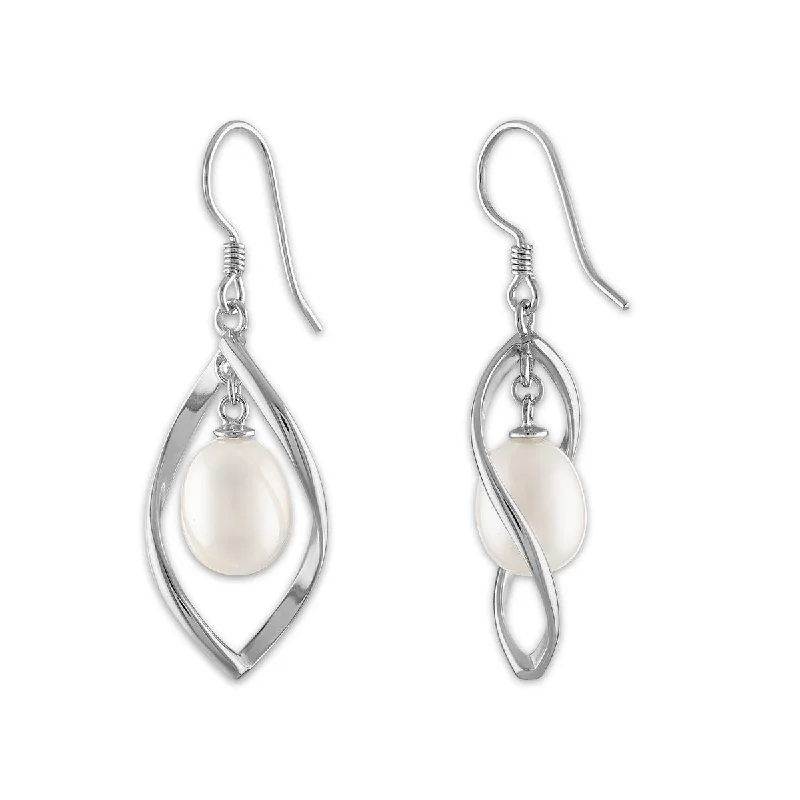 Exclusive Jewelry Sale – Grab Timeless Pieces Now Shop The Hottest Deals Round Pearl Fashion Drop & Dangle 7.5-8MM Fresh Water Earrings in Rhodium Plated Sterling Silver