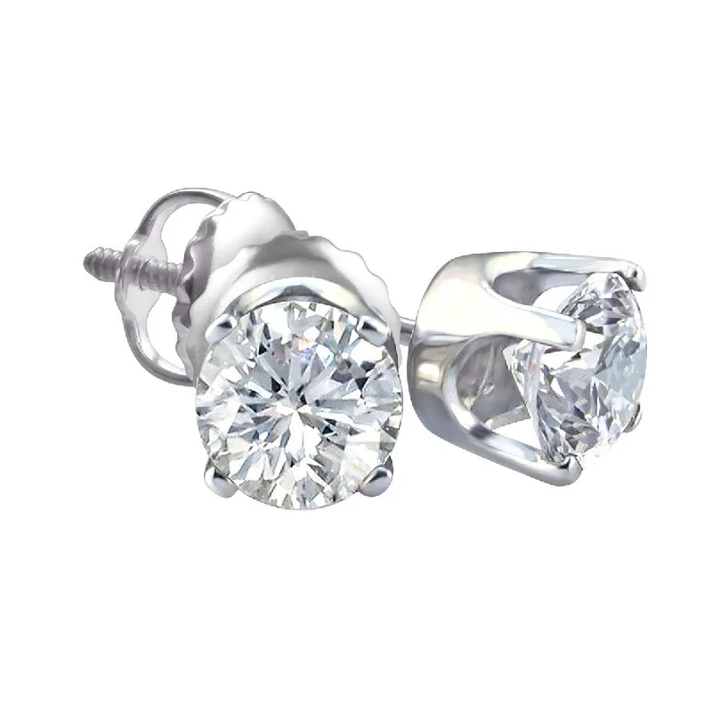 Unique Jewelry Designs Now At Discounted Rates Classic Modern Offers Royale 1-1/2 CTW Diamond Solitaire Stud Earrings in 14KT White Gold