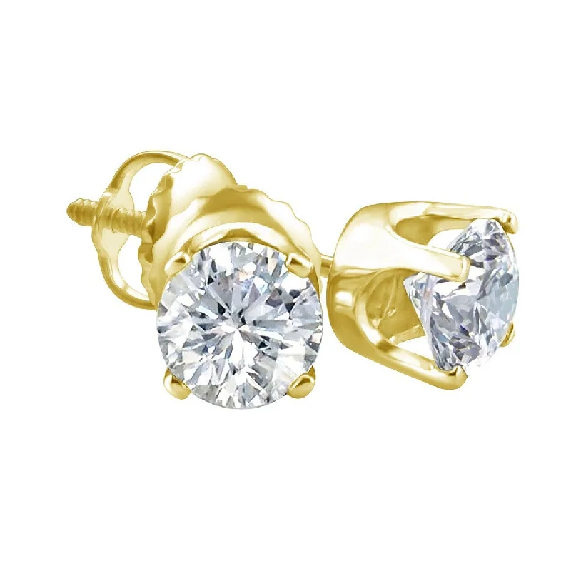 Dainty And Elegant Jewelry Now At Reduced Prices Trendy Looks On Sale Royale 1 CTW Diamond Solitaire Stud Earrings in 14KT Yellow Gold