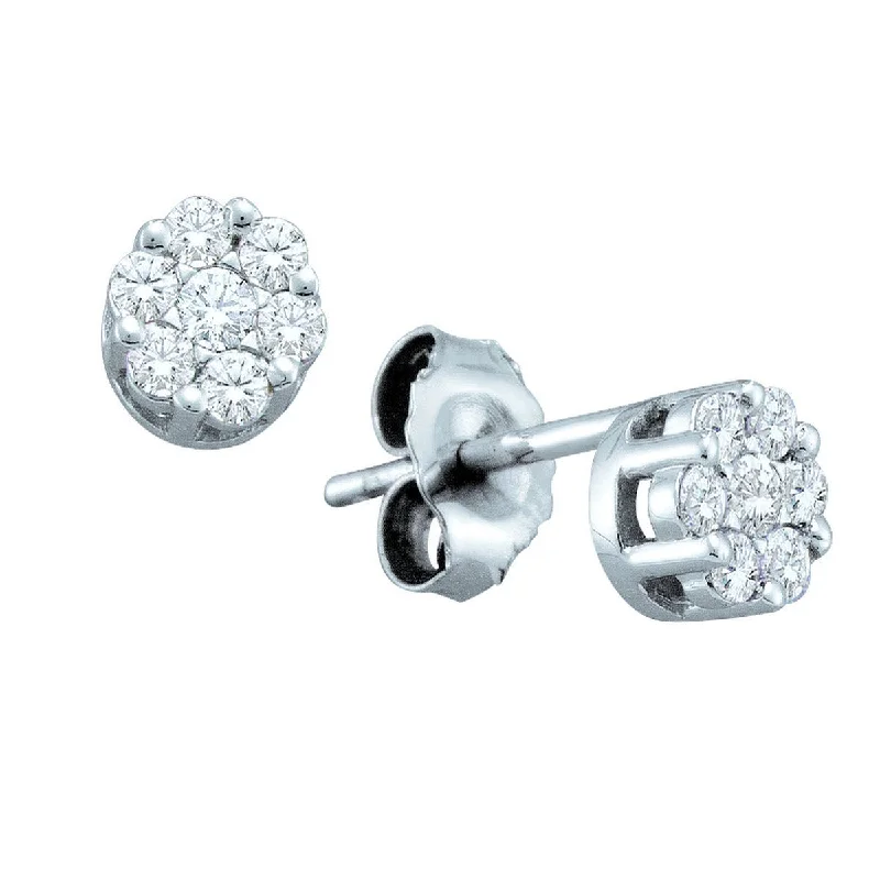 Luxury Meets Affordability – Jewelry Sale Now Live Buy More, Save More Signature 1 CTW Diamond Cluster Stud Earrings in 14KT White Gold