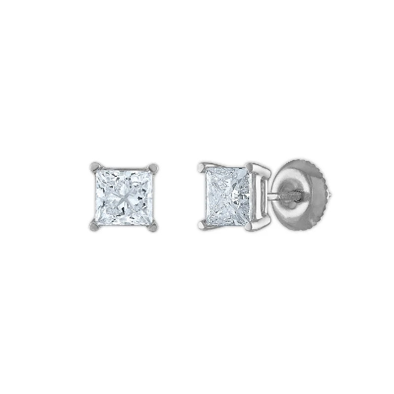 Discover Unique Jewelry With Special Limited-Time Offers Classic Elegance Sales Signature Certificate EcoLove 1-1/2 CTW Princess Cut Lab Grown Diamond Solitaire Stud Earrings in 14KT White Gold