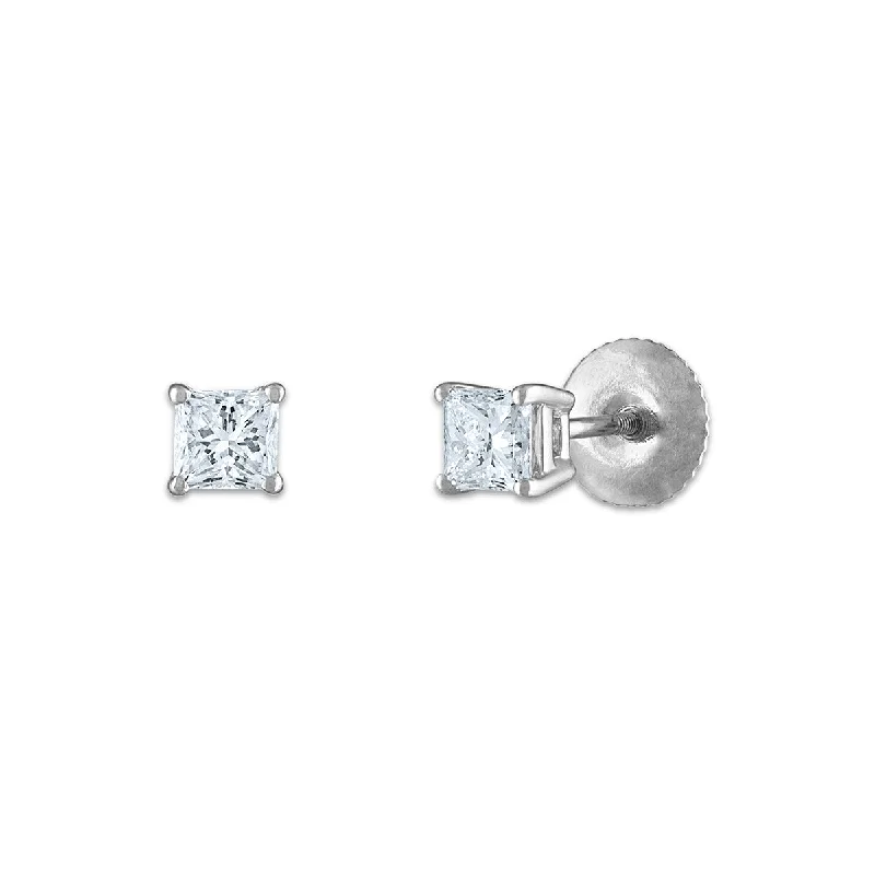 Buy More, Save More On Stunning Jewelry Pieces Romantic Fashion Discounts Signature Certificate EcoLove 1/2 CTW Princess Cut Lab Grown Diamond Solitaire Stud Earrings in 14KT White Gold