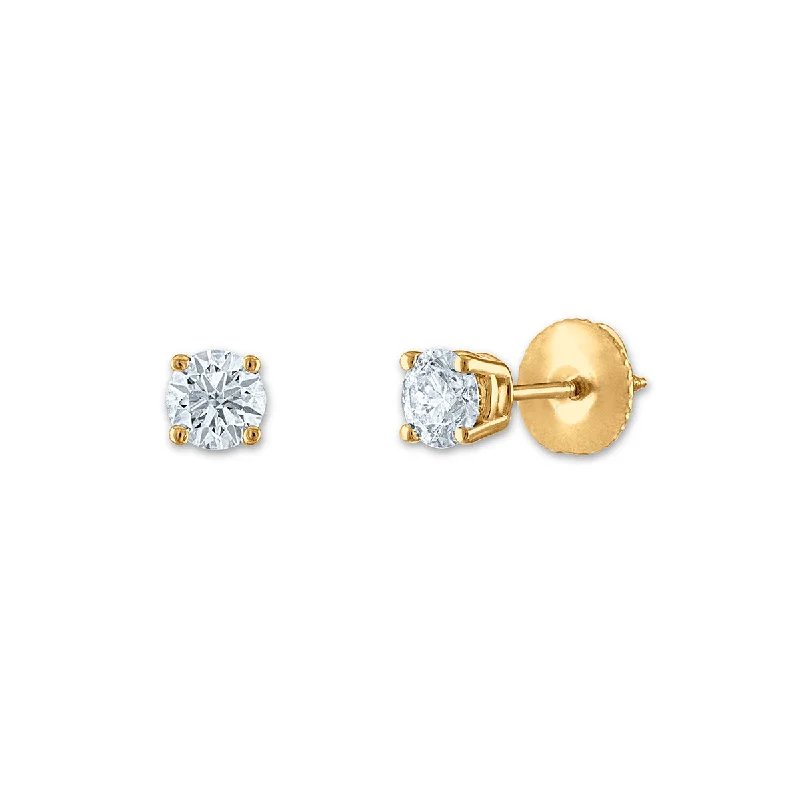 Special Offers On Handcrafted And Designer Jewelry Sporty Fashion Offers Signature Certificate EcoLove 1/2 CTW Round Lab Grown Diamond Solitaire Stud Earrings in 14KT Yellow Gold