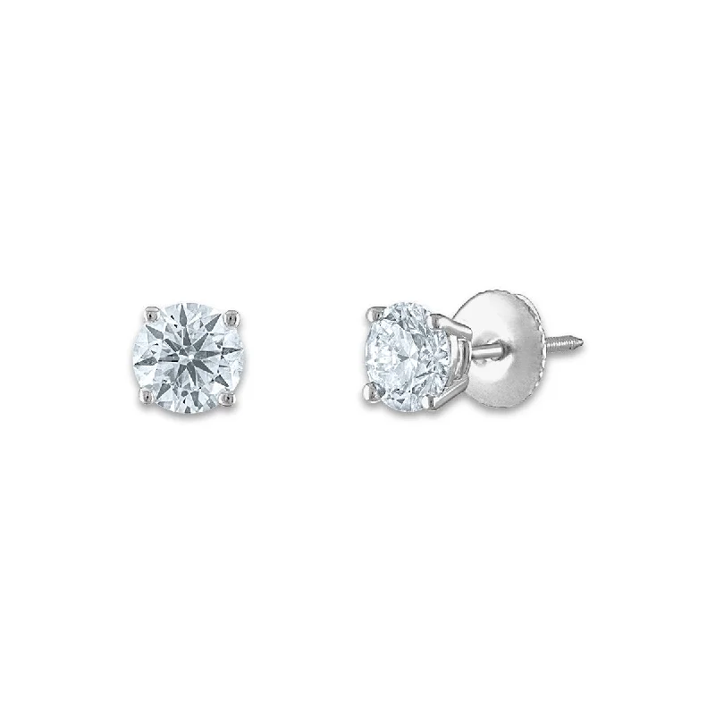 Get The Sparkle You Love At Prices You Adore Modern Chic Discounts Signature Certificate EcoLove 1 CTW Round Lab Grown Diamond Solitaire Stud Earrings in 14KT White Gold