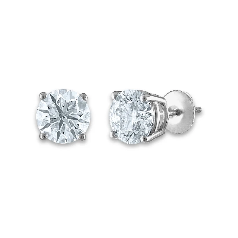 Shop Modern Jewelry Collections With Exclusive Discounts Sporty Fashion Offers Signature Certificate EcoLove 2-1/2 CTW Round Lab Grown Diamond Solitaire Stud Earrings in 14KT White Gold