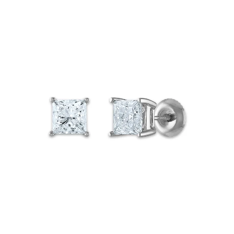 Jewelry Flash Sale – Stylish Designs At Unbeatable Rates Street Style Discounts Signature Certificate EcoLove 2 CTW Princess Cut Lab Grown Diamond Solitaire Stud Earrings in 14KT White Gold