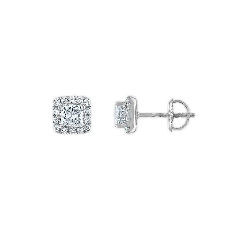 Grab Your Dream Jewelry At The Lowest Prices Avant-Garde Style Promotions Signature EcoLove 1 1/5 CTW Lab Grown Diamond Halo Stud Earrings in 14KT White Gold