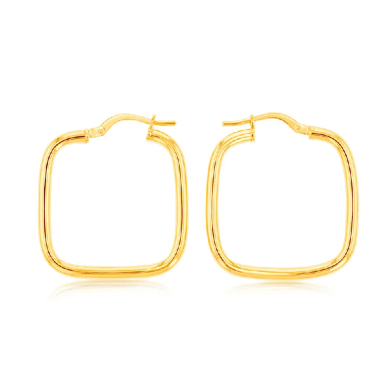 Shop Modern Jewelry Collections With Exclusive Discounts Silverfilled 9ct Yellow Gold Square 20mm Hoop Earrings