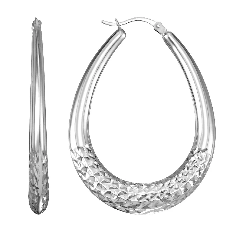 The Ultimate Jewelry Sale – Shop Premium Styles Find Your Unique Flair Simone I Smith Collection Platinum Plated Sterling Silver 45X3MM Pear Shaped Hoop Earrings