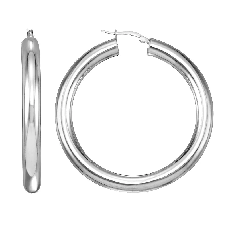 Timeless Elegance, Temporary Discounts – Act Fast Discount Extravaganza Simone I Smith Collection Platinum Plated Sterling Silver 50X5MM Hoop Earrings