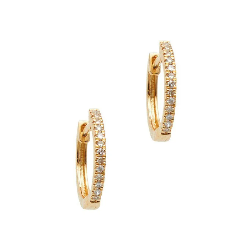 Delicate Crystal Jewelry For Sophisticated Charm Small Yellow Gold Diamond Huggie Earrings