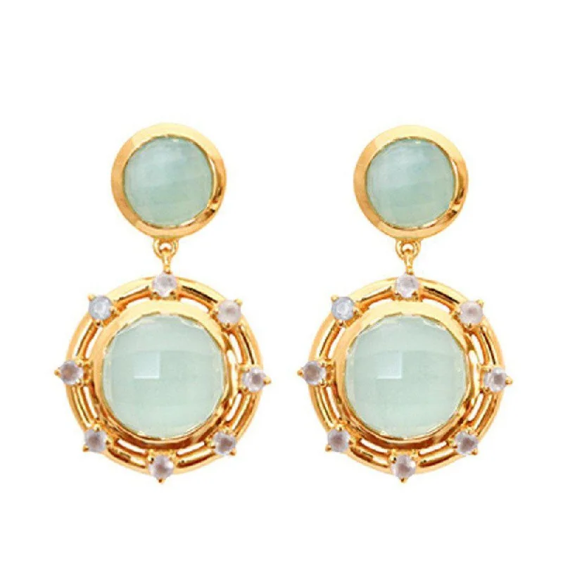 Elevate Your Outfit With Discounted Statement Jewelry St. Simon Faceted Aqua Chalcedony Earrings