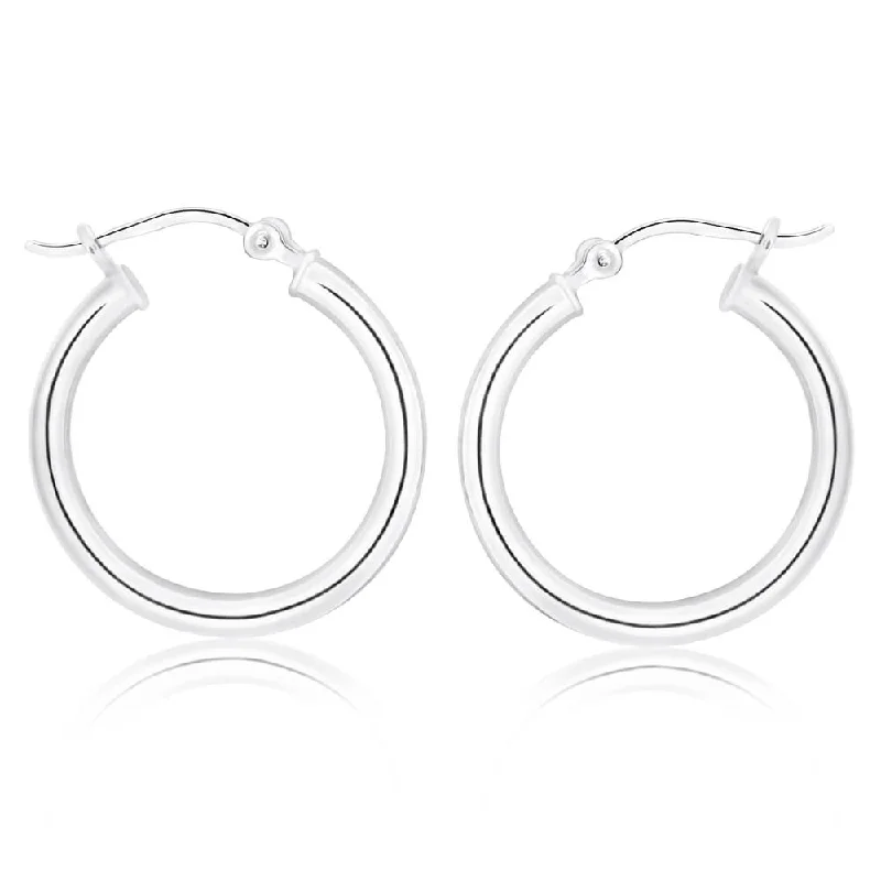 Elegant Designs, Unbeatable Discounts – Shop Jewelry Now Chic Styles Sterling Silver 19mm Plain Hoop Earrings