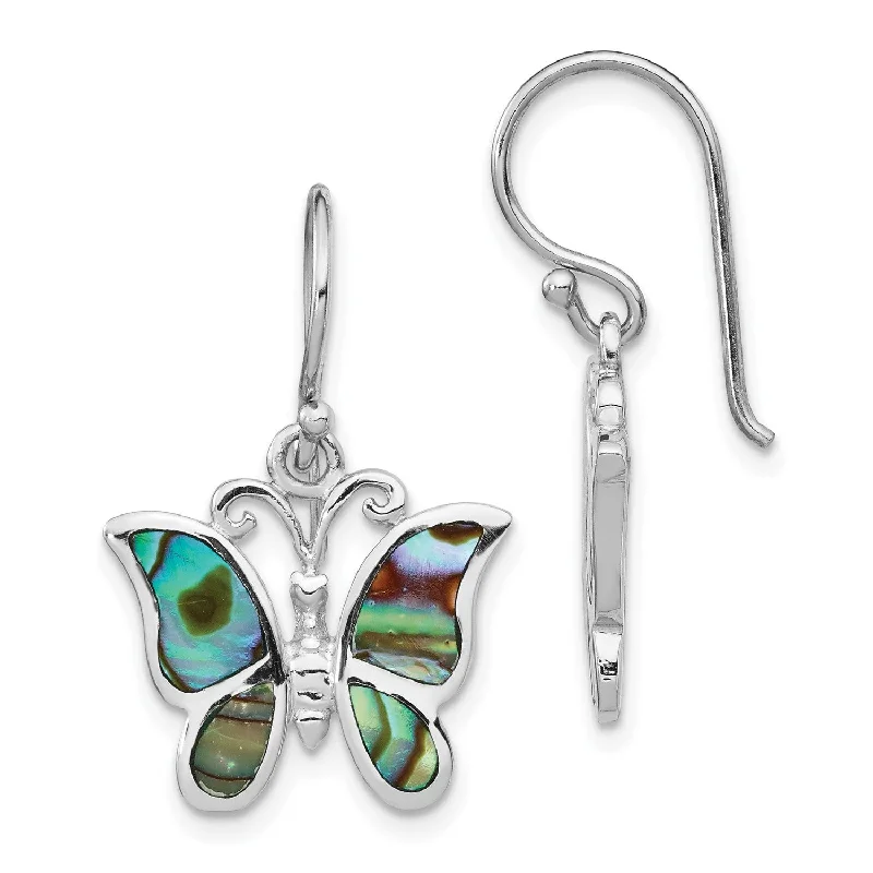 Grab Your Favorite Jewelry At The Lowest Prices Relaxed Style Sterling Silver 25X16MM Drop & Dangle Butterfly Abalone Earrings