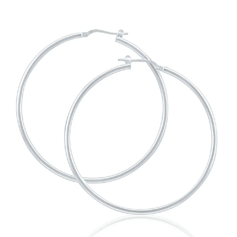 Exclusive Jewelry Offers – Sparkle For Less Durable Fashion Picks Sterling Silver 50mm Plain Thin Hoop Earrings