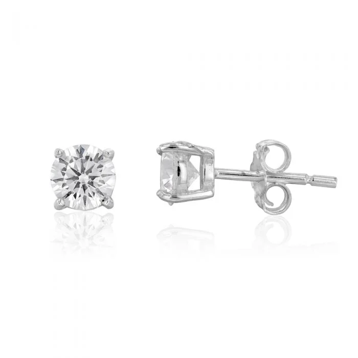 Handcrafted Jewelry Sale – Unique Designs At Low Prices Trendy Pulse Sterling Silver 5mm 4 Claw Zirconia Stud Earrings