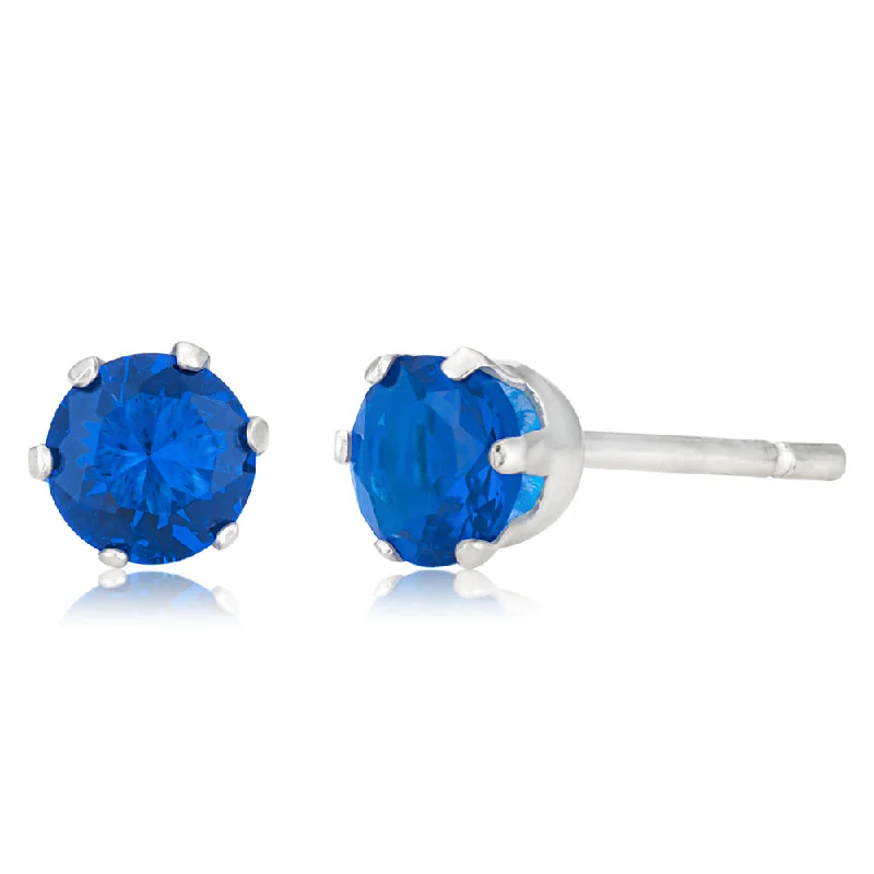 Shop Stylish Jewelry Now And Save Big Stylish Statements Sterling Silver 5mm 6 Claw Blue Crystal Studs