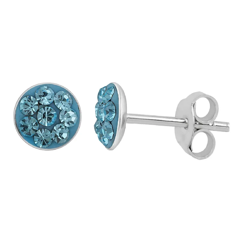 Luxury Jewelry At Unbeatable Discounts Unleash Your Trendy Side Sterling Silver 5mm Light Blue Crystal Stud Earrings