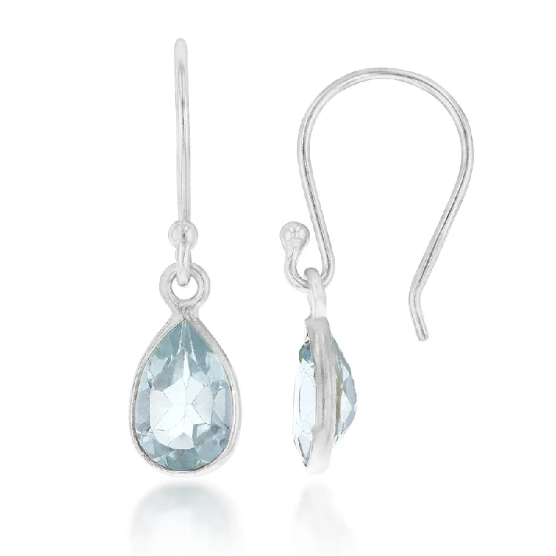 Luxury Meets Affordability – Jewelry Sale Live Now Sterling Silver 7x5mm Sky Blue Topaz Hook Drop Earrings