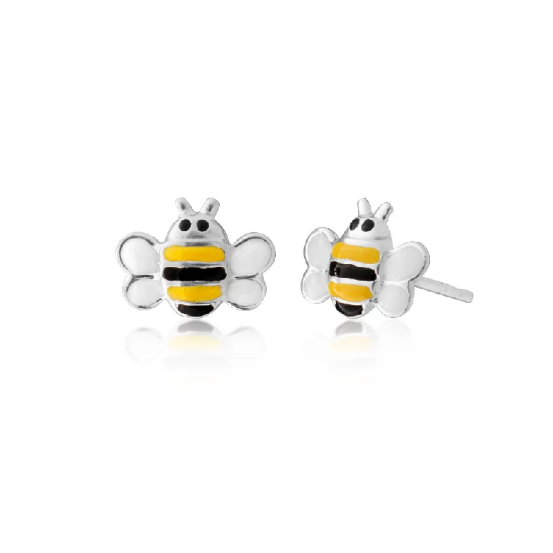 Shop Stylish Jewelry Now And Save Big Fashion Frontiers Sterling Silver Black and Yellow Bee Stud Earrings