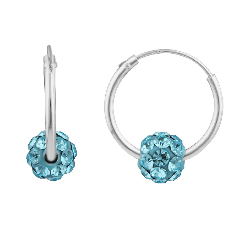 Buy More, Save More On Stunning Jewelry Pieces Big Discounts Sterling Silver Blue Crystal Slider on Hoops