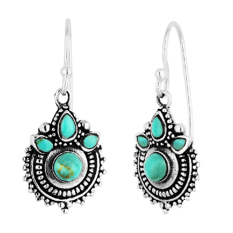 Waterproof Stainless Steel Jewelry For Lasting Beauty Sterling Silver Created Turquoise Oxidised Drop Earrings