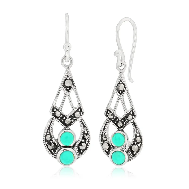 Limited-Time Offer On Elegant Jewelry Pieces Comfort Meets Fashion Sterling Silver Created Turquoise Vintage Drop Earrings