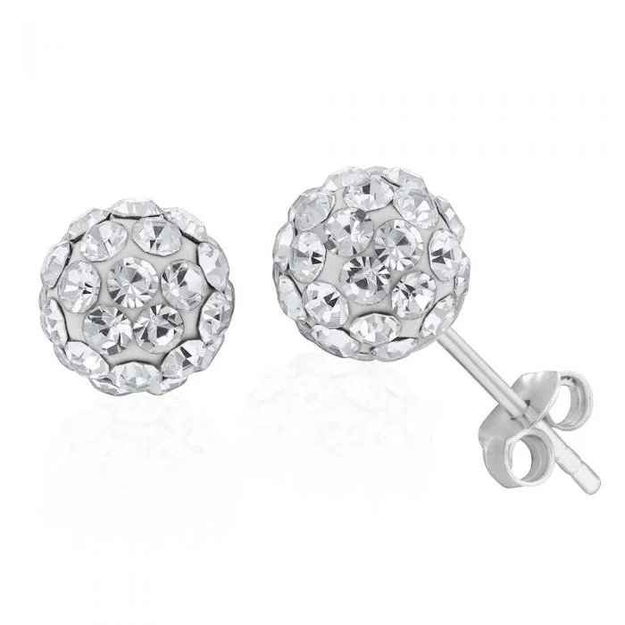 Special Offers On Handcrafted And Designer Jewelry Spring Offer Sterling Silver Crystal White Ball Stud Earrings