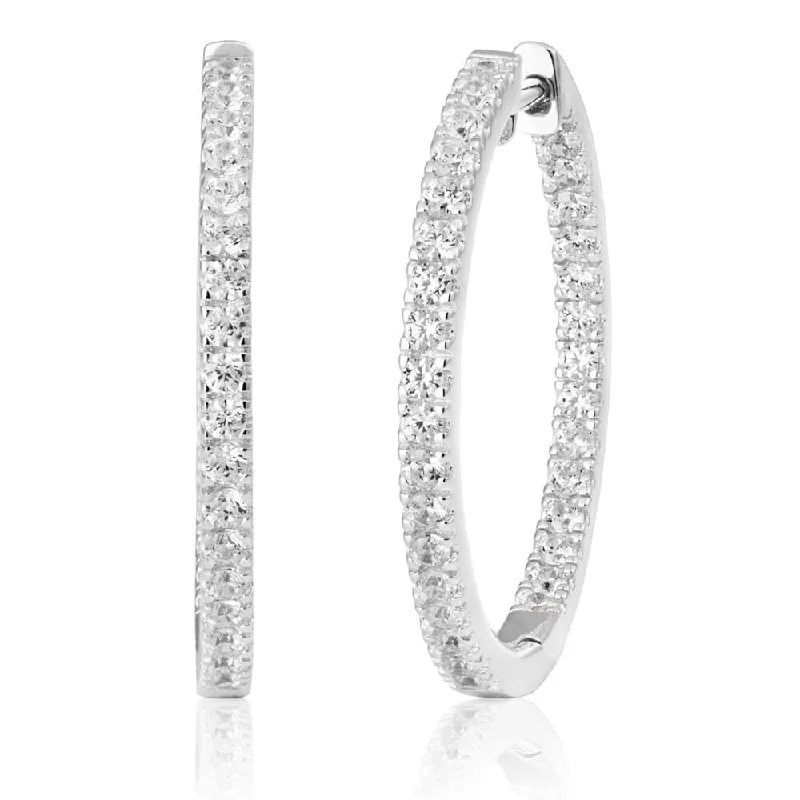 Shop Stylish Jewelry Now And Save Big Limited Time Deal Sterling Silver Cubic Zirconia 25mm Hoop Earrings