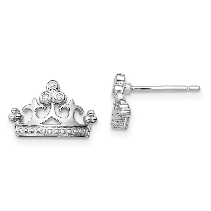 Huge Savings On Premium Jewelry Styles Sterling Silver Cubic Zirconia 8X13MM Stud Tiara Crown Earrings