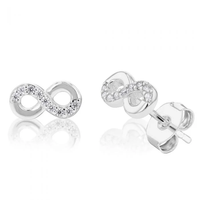 Get The Best Deals On Timeless Jewelry Pieces Best Sellers Sterling Silver Cubic Zirconia Infinity Stud Earrings