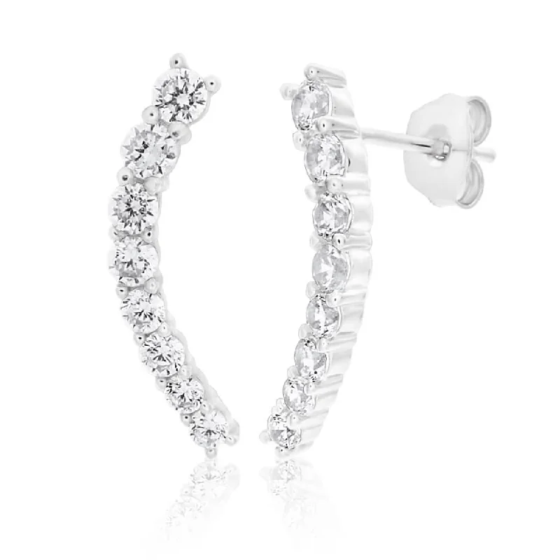 Jewelry Deals That Sparkle – Shop Today Chic Styles Sterling Silver Cubic Zirconia Mini Curve Climber Stud Earrings