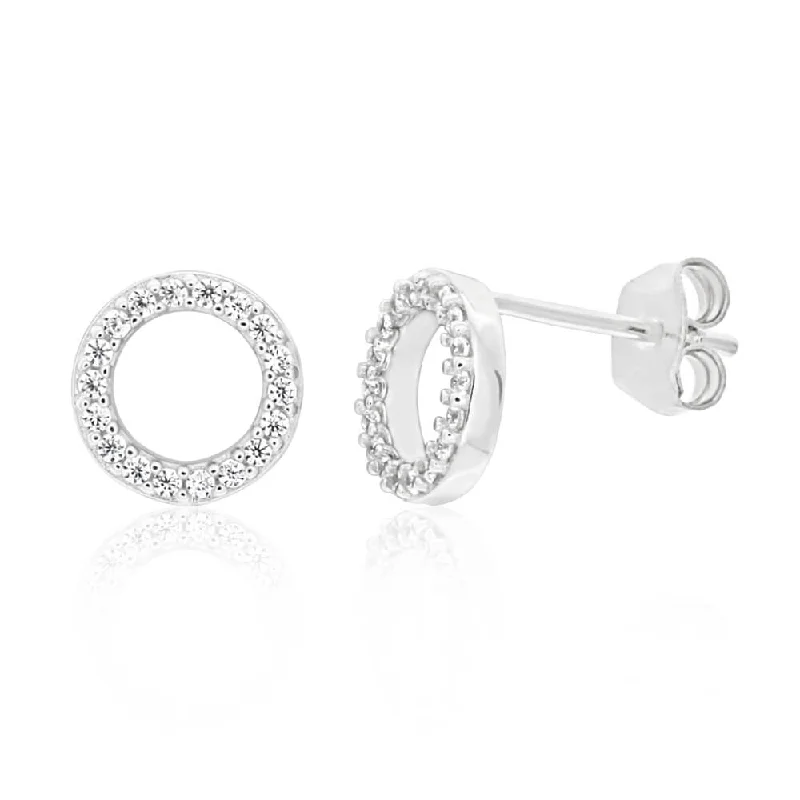 Don't Miss Our Biggest Jewelry Sale Of The Season Fashion Frontiers Sterling Silver Cubic Zirconia Open Round Stud Earrings