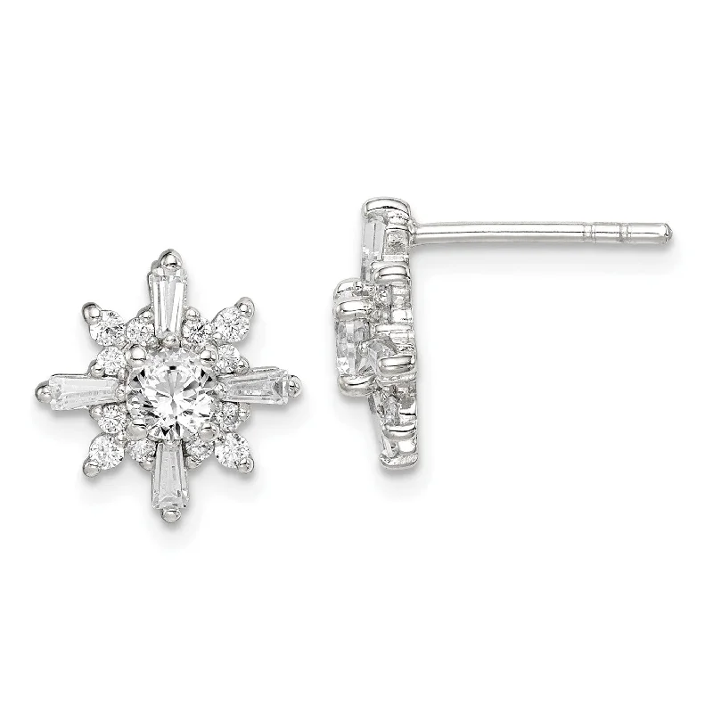 Fashion-Forward Jewelry At Incredible Prices Exclusive Discount Sterling Silver Cubic Zirconia Stud Snowflake Earrings