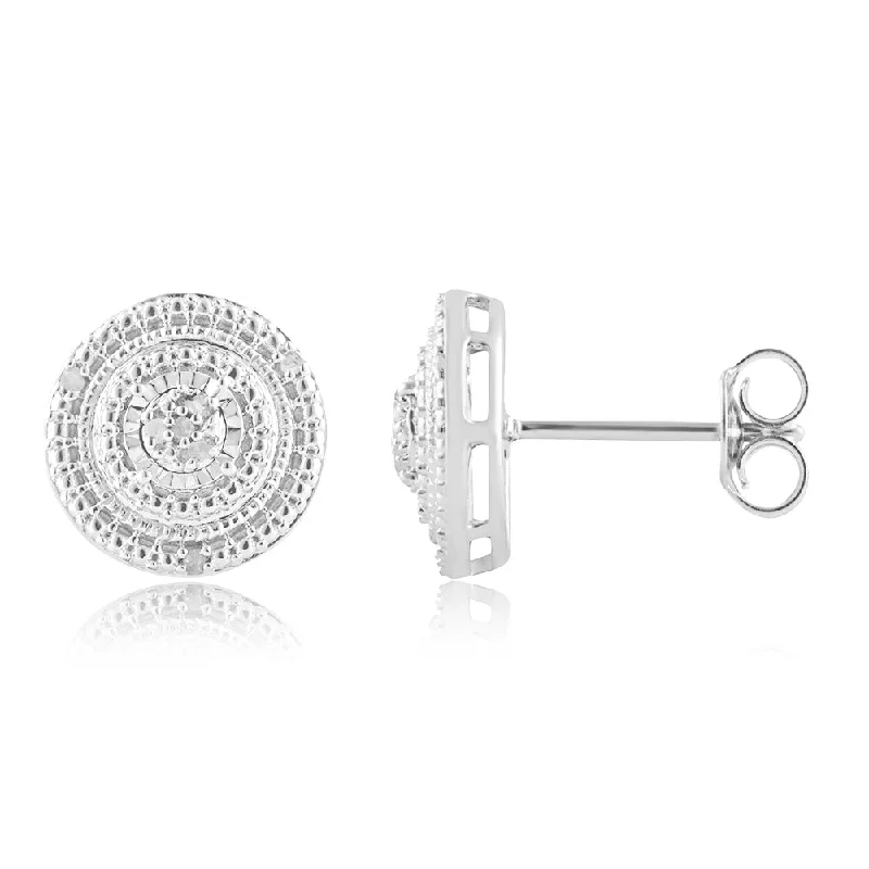 Make Your Outfit Shine With Discounted Jewelry Sterling Silver Diamond Stud Earring Set with 14 Brilliant Diamonds