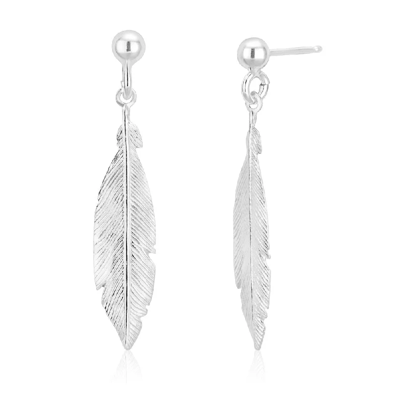 Discounted Jewelry For A Glamorous Look Style Redefined Sterling Silver Feather Drop Stud Earrings