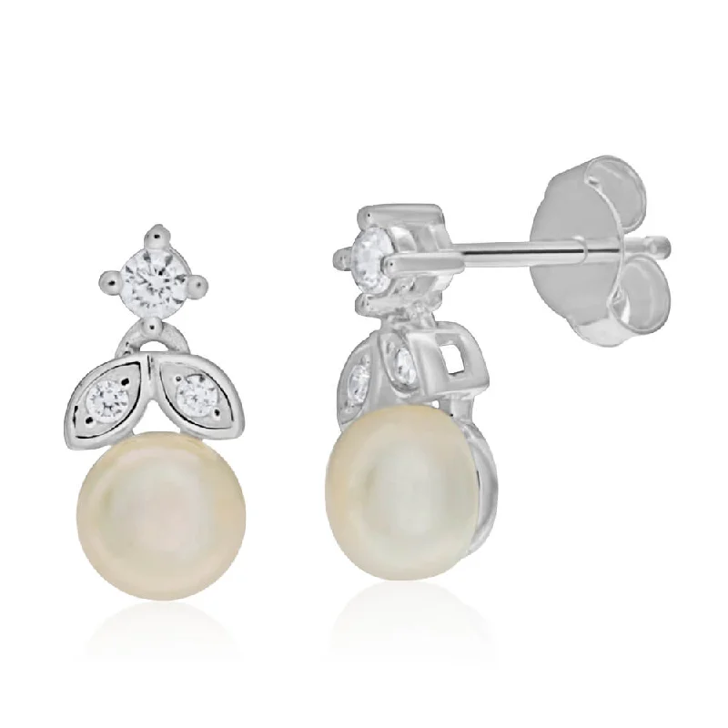 Elegant Necklaces And Bracelets At Limited-Time Offers Vintage-Inspired Style Offers Sterling Silver Freshwater Pearl and Zirconia Stud Earrings