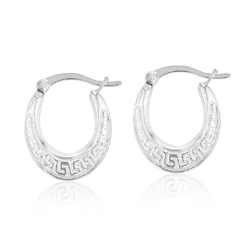 Elegant Jewelry Styles At Budget-Friendly Prices Sterling Silver Greek Key Oval Hoops