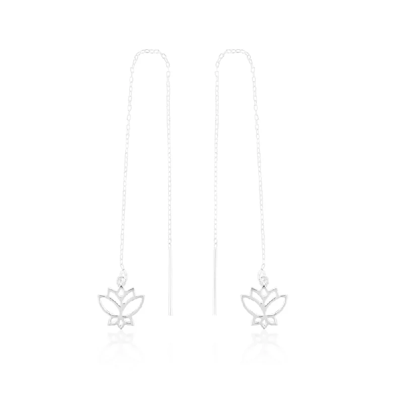 Special Offers On Handcrafted And Designer Jewelry Sterling Silver Lotus Threader Drop Earrings