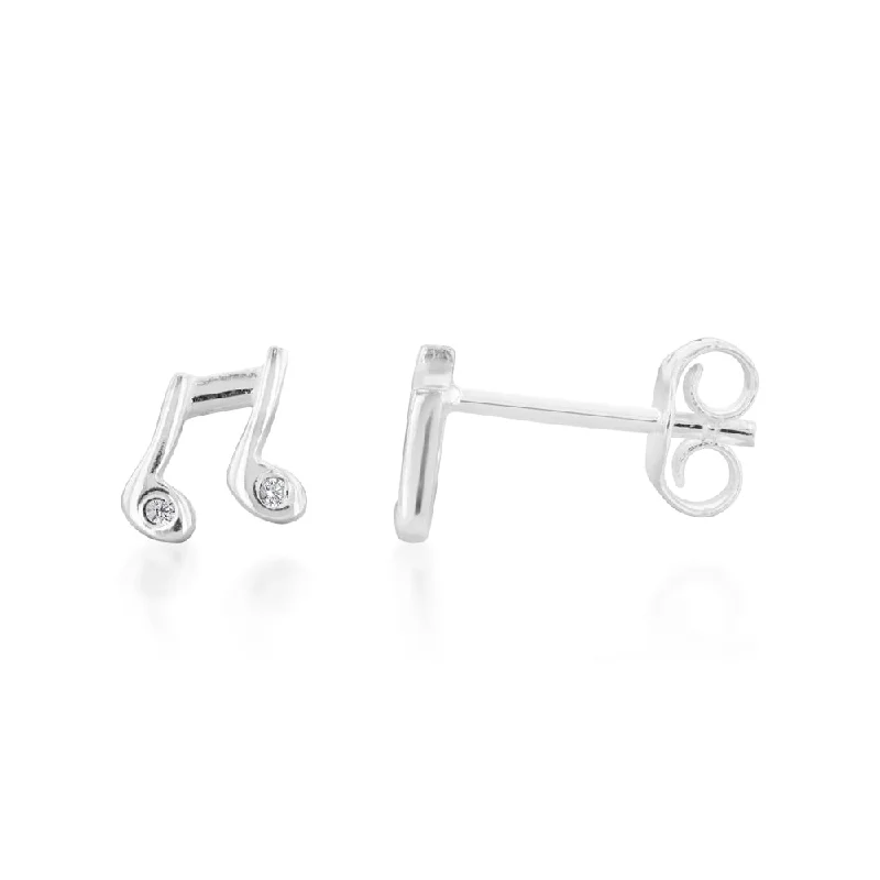 Best Jewelry Sale – Shop Exclusive Designs Now Limited Styles Sterling Silver Music Note Stud Earrings