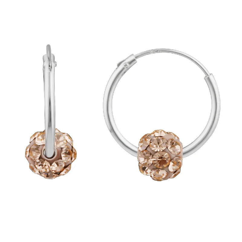 Jewelry Clearance Sale – Final Reductions Cool Prices Sterling Silver Peach Crystal Slider on Hoops