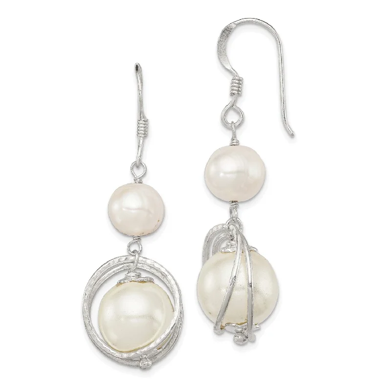 Discounted Luxury Jewelry – Shine Without The Splurge Sterling Silver Pearl and Shell Pearl 44X12MM Drop & Dangle Earrings