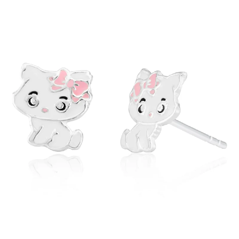 Stunning Jewelry At A Fraction Of The Price Fashion Deal Sterling Silver Pink and White Kitty Studs