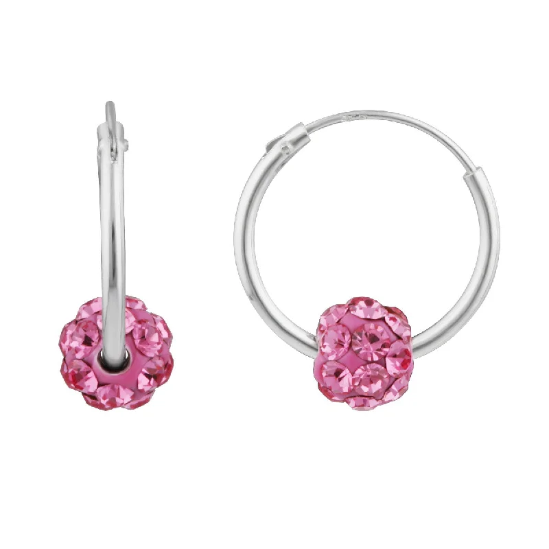 Fashion-Forward Jewelry At Exclusive Discounts Best Sellers Sterling Silver Pink Crystal Slider on Hoops