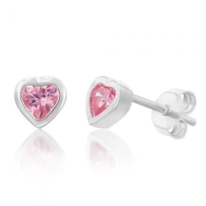 Affordable Glamour – Premium Jewelry At Special Prices Embrace New Fashion Sterling Silver Pink Cubic Zirconia Heart Stud Earrings