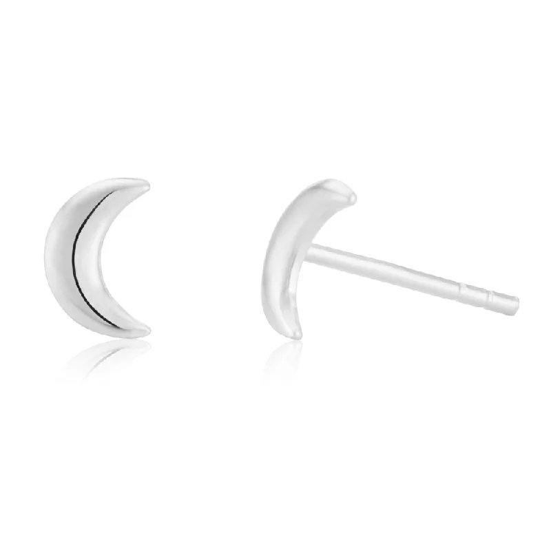 Get Ready To Sparkle – Special Jewelry Discounts Sterling Silver Plain Crescent Moon Studs