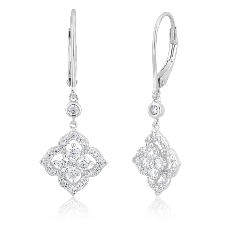 Once-A-Year Jewelry Deals – Shop Before They’Re Gone Sterling Silver Rhodium Plated Cubic Zirconia Lever Back Drop Earrings